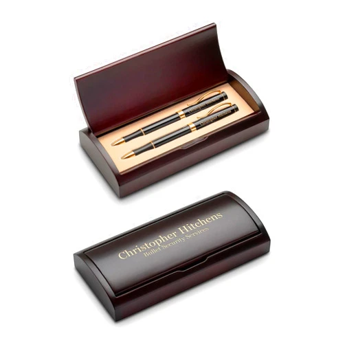 Executive Gift Shoppe Personalized Ballpoint Pen & Pencil Set with Rosewood Box