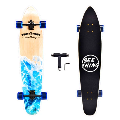 Seething 42 Inch Longboard Skateboard Complete Cruiser Pintail,The Original Artisan Maple Skateboard Cruiser Pintail for Cruising, Carving, Free-Style and Downhill