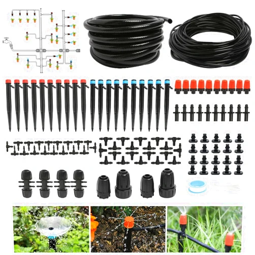 Maotong 170FT Drip Irrigation System Kit, Automatic Garden Watering Misting System for Greenhouse, Yard, Lawn, Plant with 1/2 inch Hose 1/4 inch Distribution Tubing