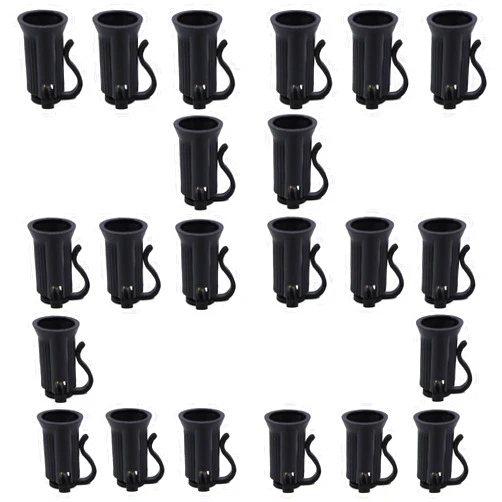 Encoidoz 25PCS C7 E12 Replacement Bulb Sockets, C7 Black Socket SPT-1 Christmas String Light Replacement Lamp Holder(E12, Black)