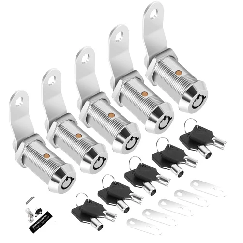 Cylinnda 5 Pack Cabinet Lock with Keys, 1-1/8” RV Storage Locks Keyed Alike, RV Locks for Storage Door, Camper Cabinet Door Toolbox Locks Mailbox RV Cam Locks with Manual