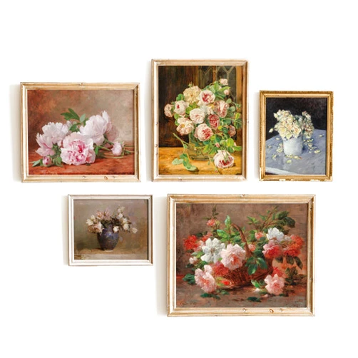 Lucky Numen Set 5 Large Vintage Art Prints, Flower Posters For Room Aesthetic, Vintage Botanical Wall Art, Farmhouse Wall Art, Floral Print Poster, French Botanical Art Prints, Country Farmhouse Decor(UNFRAMED)