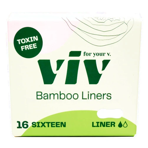 VIV FOR YOUR V. Viv for Your V Bamboo Organic Panty Liners for Women | Soft, Thin, Absorbent Sanitary Pads for Women No Wings | Unscented, Earth-Friendly | Light Absorbency (16 Pack)