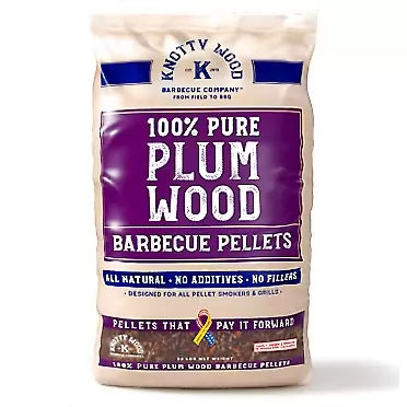 KNOTTY WOOD BARBECUE CO. 100% Plum Wood BBQ Cooking Pellets 20 lb Bag 100% Natural Sweetness Knotty Wood, KnottyWood-Plum20#