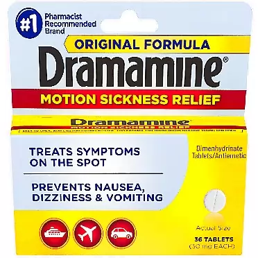 Dramamine Motion Sickness Relief Original Formula, 50 mg, 36 Count