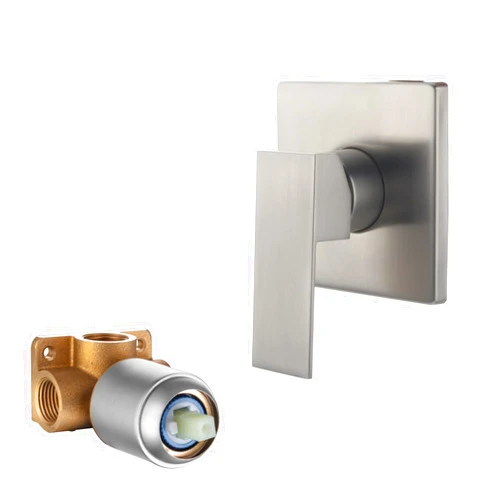 HAMOLER Wall Mount Bathroom Shower Valve Single Handle Shower Valve Mixer Hot and Cold Mixer Single Function Shower Handle Valve Trim Kit 4.3 Inch Cover Plate, Brushed Nickel