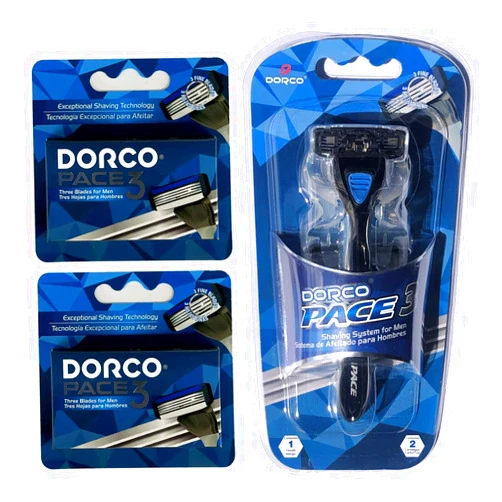 Dorco Pace 3 - Three Razor Blade Shaving System- Value Pack (10 Cartridges + 1 Handle)