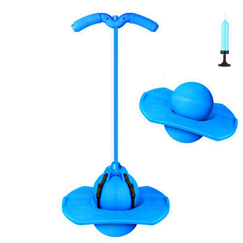 Christoy Pogo Jumper with Handle and Ball Pump, High Jump Toy Bounce Jump Trick Board Pogo Bouncing Ball Safe and Fun Pogo Stick for Kids Boys Girls and Adults (Blue)