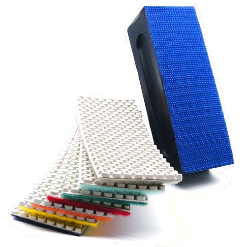 SUBRILLI Diamond Hand Polishing Pads 7 Pcs Set with Backing Pad for Glass Marble Concrete Polishing