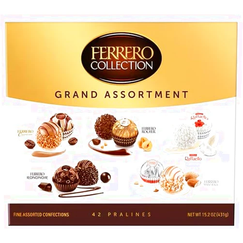 Ferrero Rocher Ferrero Collection Grand Assortment Chocolate, 42 Fine Assorted Count, Net Wt 15.2oz (431gr)