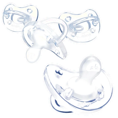 Chicco PhysioForma 100% Soft Silicone One Piece Pacifier for Babies Aged 0-6 Months | BPA & Latex Free | Reusable Sterilizing Case | Clear, 4pk