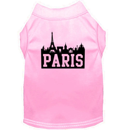 Mirage Pet Products 10-Inch Paris Skyline Screen Print Shirt for Pets, Small, Light Pink
