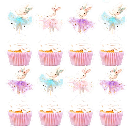 Giga Gud 30 PCS Easter Cupcake topper Bunny Cupcake Toppers Easter Egg Cupcake Topper Rabbit Easter Party Birthday Cupcake Topper Cake Decorations (Style 4)