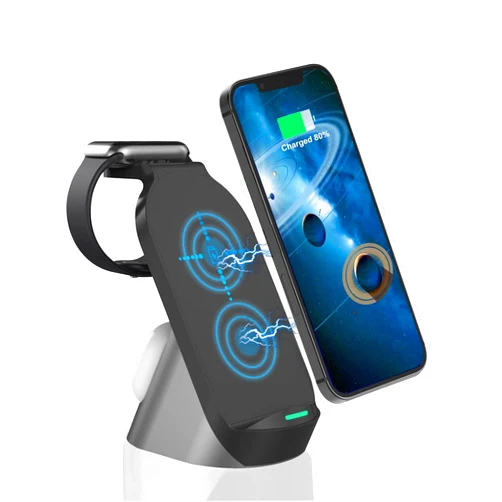 EALEK 3 in 1 Charging Station for Apple, 15W Wireless Charger Stand for iWatch and AirPods/Galaxy Buds, Charging Station for Multiple Devices Apple, iPhone 13/12/11/XS/XR/X/Samsung Galaxy S21/S20