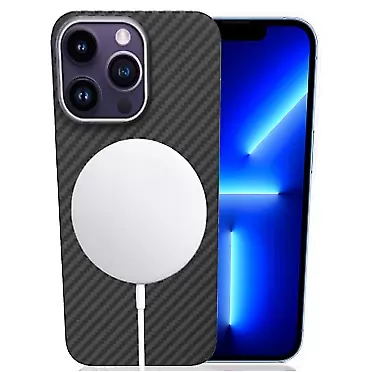 OUGIC Aramid Fiber Case for iPhone 14 Pro Max with Carbon Fiber Texture (Compatible for MagSafe), Sisyphy Super Slim Light Protective Cover Skin, Soft Touch Sturdy Durable Snap-on Back Cover For iPhone14 Pro Max 6.7