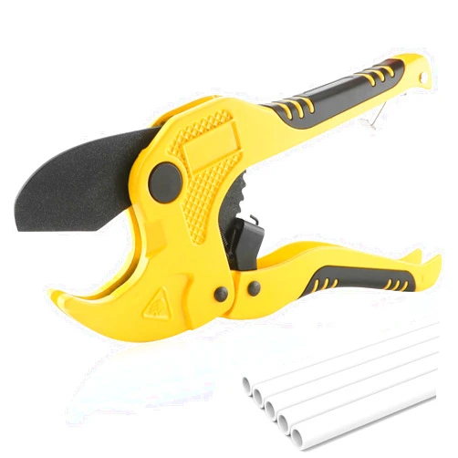 Ofeace Ratchet-type PVC Pipe Cutter, Cuts up to 1-5/8', PVC Pipe Cutter Tool, PEX Cutter to Cutting PVC, PPR Plastic Pipes, Plastic Pipe Cutter Tool with SK5 Steel, PVC Ratchet Cutter, Hose Cutter