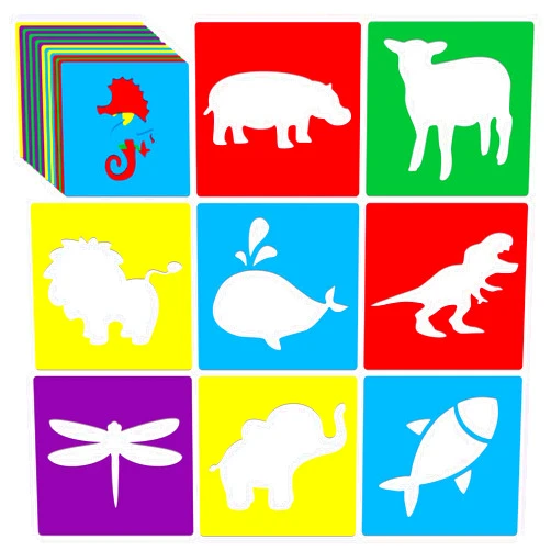 TMTECHJS 24 Piece Stencils for Kids Animal Stencils for Painting Sidewalk Chalk Stencil Outdoor Stencil Animal Style Collection-5in
