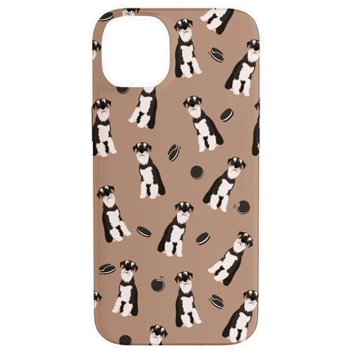 Franz And Sabina Pepper Pup – Black & White Schnauzers Pattern In Moocha Case for iPhone 14 Plus