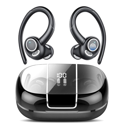 Csasan Headphones Wireless Earbuds Sport, Bluetooth 5.3 Over Ear Buds Stereo Deep Bass Headset with Earhooks, 48H Wireless Earphones with HD Mic, IP7 Waterproof Earbud for Sports/Running/Workout
