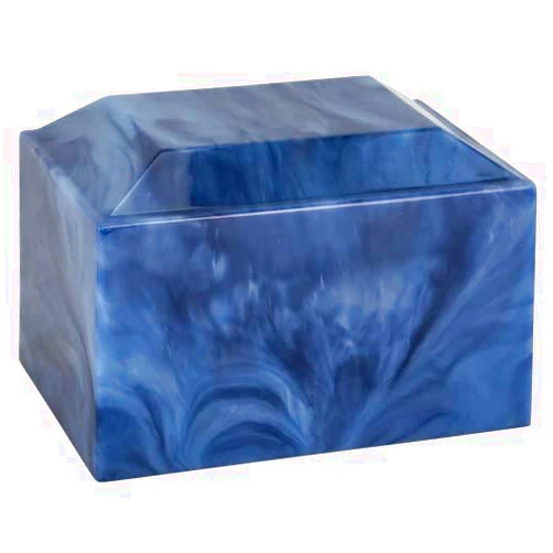 Silverlight Urns Trajan Cultured Marble Urn - Blue - Adult Size - Cremation Urn for Human Ashes - Ground Burial, Home Memorial and Funeral