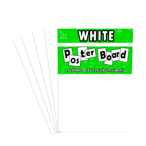 Pmybupo 50Pcs White Poster Board,14x18 White Poster Paper Blank Graphic Display Board Poster Board Bulk for School Arts,Classroom Crafts