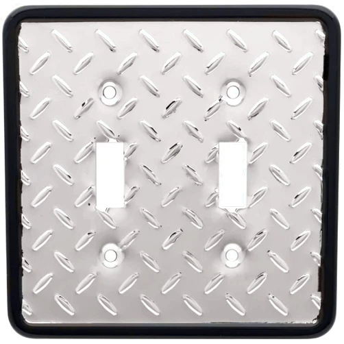 Franklin Brass Diamond Plate Wall Plate, Polished Chrome Double Switch Cover, 1-Pack, 135861