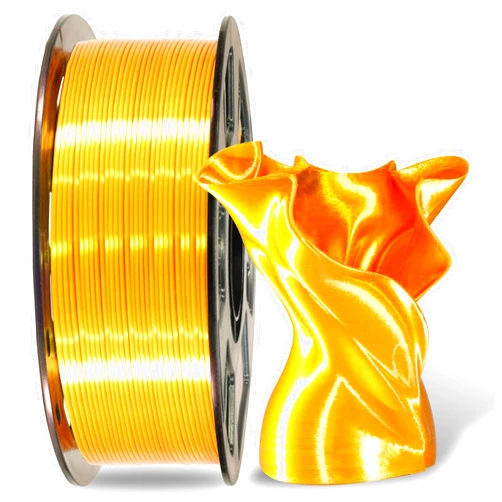 MIKA3D Silk Shiny PLA Gold 3D Printing Filament, 1Kg 2.2lbs 1.75mm 3D Print Material, High Diameter Control Neatly Wound Silk PLA, Widely Support for FDM 3D Printers