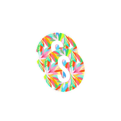Mary Square Monogram S Colorful Floral 2.5 inch Absorbent Ceramic Car Coasters Pack of 2
