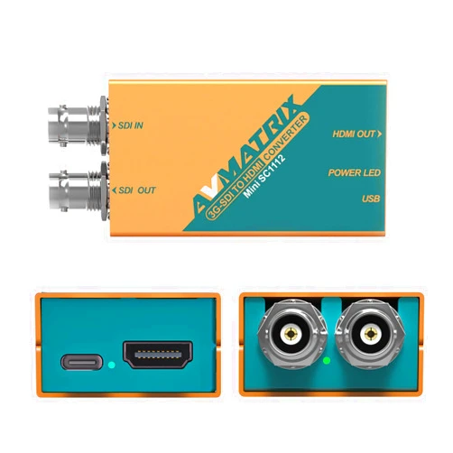 AVMATRIX Mini SC1112 SDI to HDMI Mini Converter, HD/SD/3G-SDI Loop Out, SDI/HDMI Converter Pocket Size & Easy Mount, USB-C Power Solution