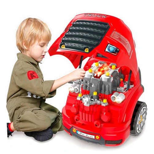 iPlay, iLearn Large Truck Engine Toy, Kids Mechanic Repair Set for 3-5 Yr Toddlers, Big Builder Kit, Take Apart Motor Vehicle Pretent Play Car Service Station, Gifts 4 6 7 8 Year Old Boy Child