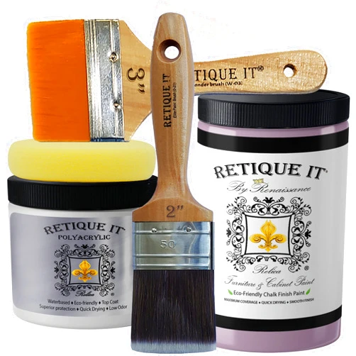 Retique It Chalk Finish Paint by Renaissance - Chalk Furniture & Cabinet Paint - Non Toxic, Eco-Friendly, Superior Coverage - Poly Kit - Everlasting