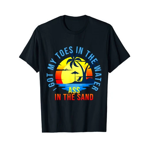 Summer Vacation Beach Gifts Quotes Toes In The Water Ass In The Sand Retro Summer Vacation T-Shirt