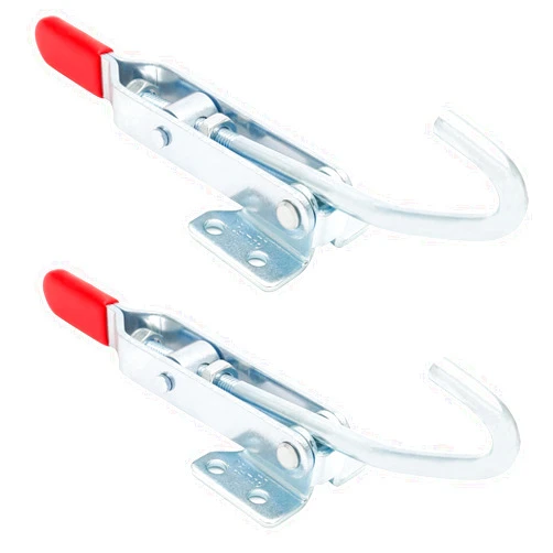 Qjaiune 2 Pack J Hook Toggle Clamp, Heavy Duty Toggle Latch Clamp, 375lbs / 175kg Capacity Number, Action Pull Draw Latch Adjustable Quick Latch for Doors Machinery (451)