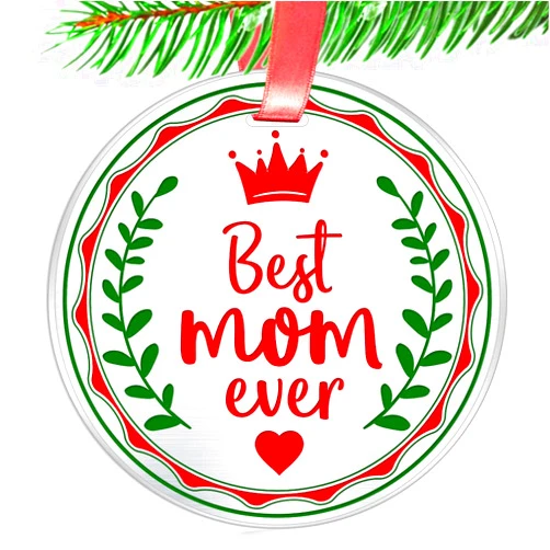 Elegant Chef Christmas Ornament Gift for Mother- Best Mom Ever- Xmas Holidays Celebration Decoration Gift for Mommy- Festival Collectible Keepsake- 3 inch Flat Stainless Steel
