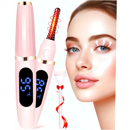 BeautyCurls Heated Eyelash Curlers - Eye Lash Curler Heat with Eyelash Comb - Electric Eyelash Curler - Rizador De Pestañasey LED Display 3 Temp Settings USB Charge Natural Curling 24H for Women Makeup Tool Gifts