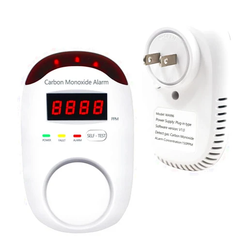 WESHLGD Plug-in Type Carbon Monoxide Alarm, CO Detector Monitor with LED Digital Display and Voice Alert for Home/Kitchen -1 Pack