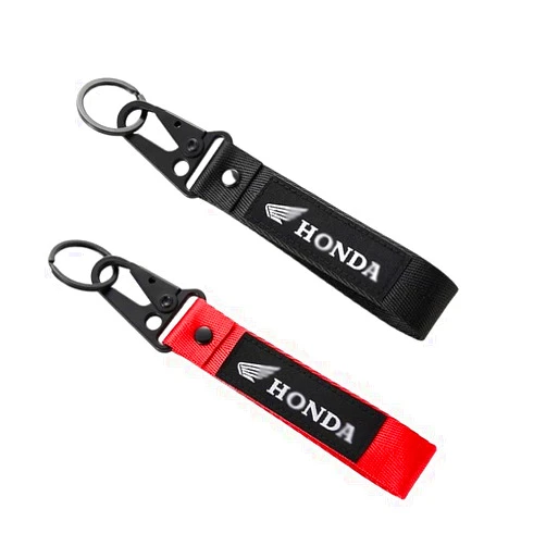 AUSZUOI 2 Pcs Fabric Keychain, Black and Red Motorcycle Keychain, Heavy Duty Key Chain for Bike, Car
