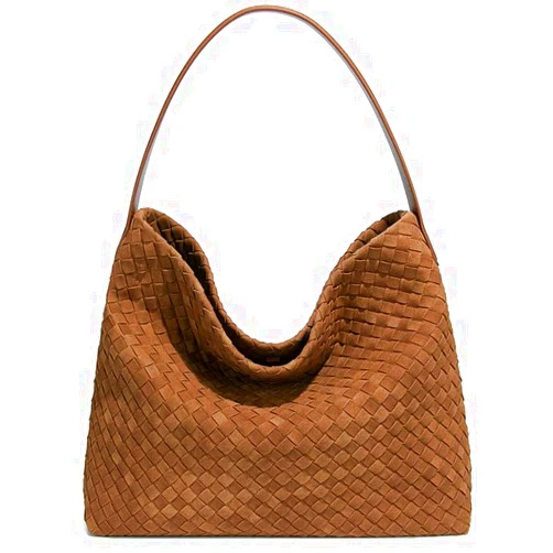 Molodo Woven Suede Shoulder Bag for Women Suede Hobo Bag Tote Elegant Handbag Satchel for Work Travel