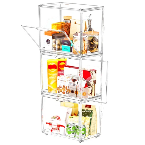 DILIBRA 3 Packs Rolling Acrylic Storage Cart, Mobile Utility Storage Organizer with Wheels, Clear Storage Box Unit for Kitchen Laundry Bathroom Bedroom Narrow Places Organization and Storage