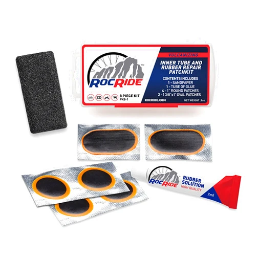 RocRide 8 PC Bike Inner Tube Patch Kit. Bicycle Tire Repair Kit.