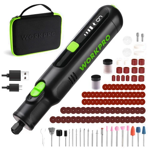 WORKPRO Cordless Rotary Tool, 8V Rotary Tool Kit with 117 Accessories, 6 Variable Speed, Type-C Charging, LED Work Light, Power Rotary Tool for Sanding, Polishing, Engraving, Drilling, Cutting, DIY