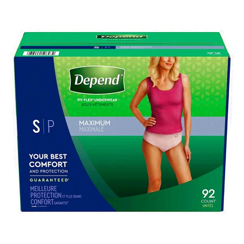 Sioditin Depend FIT-FLEX Max Absorbency, Incontinence Underwear for Women,S, Tan, 92