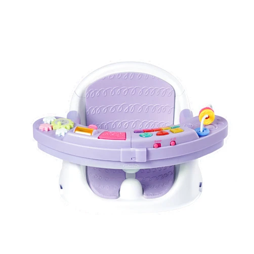 Infantino Music & Lights 3-in-1 Discovery Seat and Booster - Convertible Infant Activity and Feeding Seat with Electronic Piano for Sensory Exploration, for Babies and Toddlers, Lavender