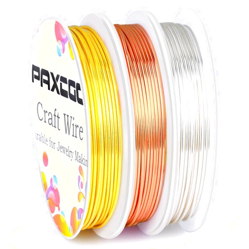 Paxcoo 3 Pack Jewelry Wire Craft Wire 18 Gauge Tarnish Resistant Jewelry Beading Wire for Jewelry Making Supplies and Crafting (Silver, Gold and Copper)
