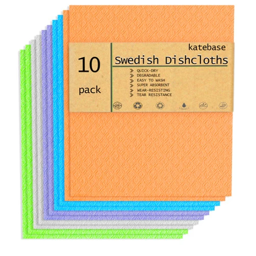 Generic Swedish Dishcloths for Kitchen - Sponge Dish Cloth Environmentally Friendly, Natural Cellulose Sponge Cloth - Kitchen Cleaning Cloths - Reusable Paper Towel Replacement 10 Pack