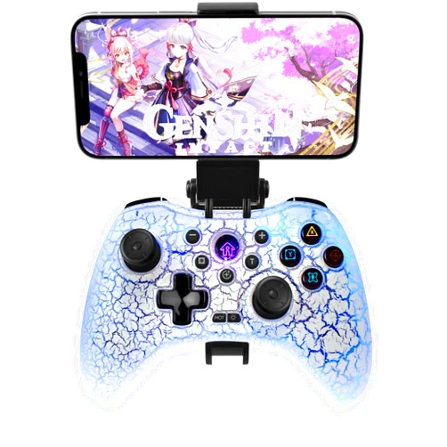 Koiiko Wireless Game Controller Cracked Gamepad for iOS Android PC NS Switch PS4 PS3 Steam Deck: Works with iPhone 15/14/13/X, iPad, Samsung, Call of Duty - Programmable/Turbo/LED Light, Direct Play, White