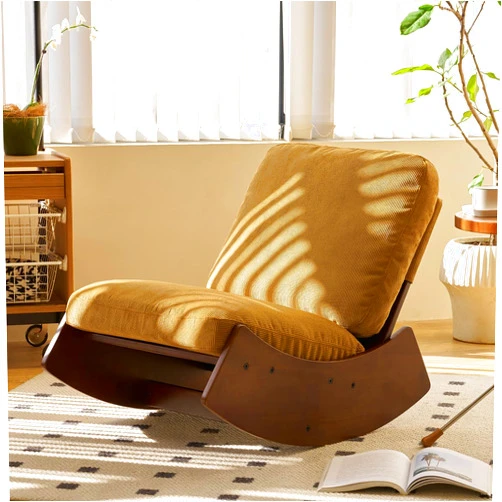FREESNOOZE Glider Rocking Chair Nursery, Comfy Accent Chair Upholstery Reading Armchair for Bedroom, Living Room(Yellow)