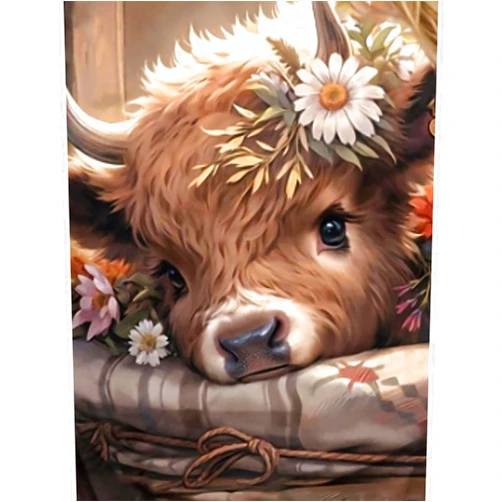 Fountor Cow Diamond Art Kits for Adults, Highland Cow Diamond Painting Kits for Adults Beginners, DIY 5D Diamond Painting with Round Gem Art Kits for Adults for Gift Home Wall Decor 12x16 Inch