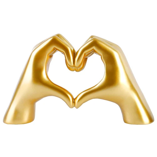 WEITY Golden Gesture Decoration, Home Living Room House Decorations, Romantic Love Sculpture, Modern Art Sculpture Personalized Finger Perfect for Creative Wedding and Desktop Decoratio, AXSD44