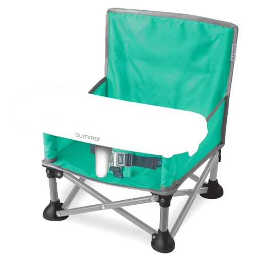 Bright Starts Summer by Bright Starts Pop 'N Sit Portable Booster Chair, Floor Seat, Indoor/Outdoor Use, Compact Fold, Teal, 6 Mos - 3 Yrs